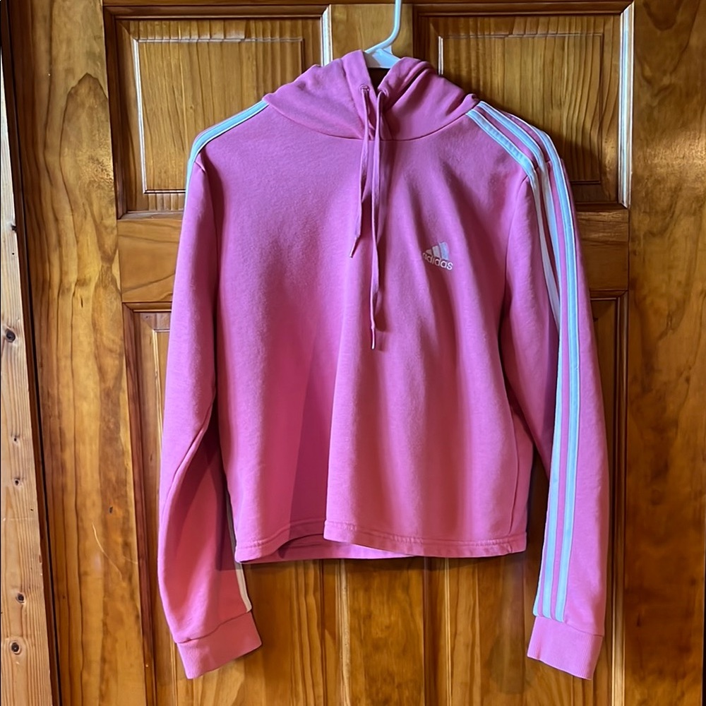 Adidas Pink Crop Hoodie